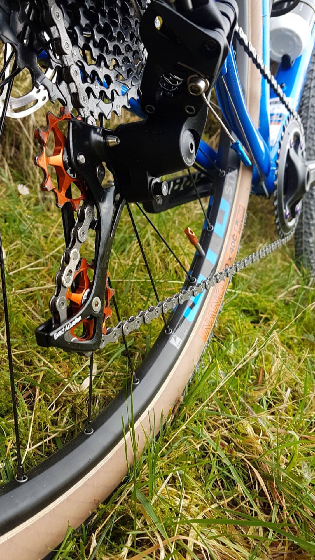 Orange 12 tooth narrow/wide pulley wheel fitted to SRAM 1X Mono bicycle system