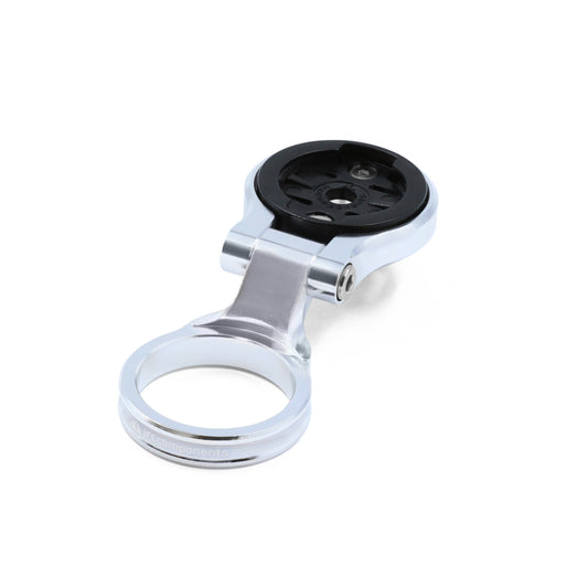 Silver, lightweight aluminium Ridge headset mount for Garmin