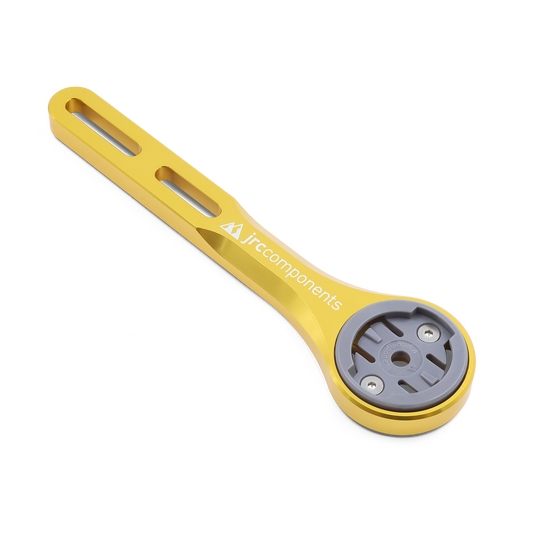 Gold, lightweight, aluminium integrated Amplitude bicycle handlebar mount for Wahoo