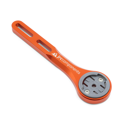 Orange, lightweight, aluminium integrated Amplitude bicycle handlebar mount for Wahoo