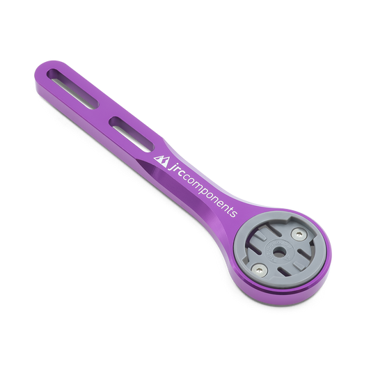 Purple, lightweight, aluminium integrated Amplitude bicycle handlebar mount for Wahoo