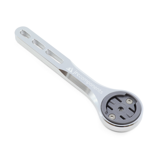 Silver, lightweight, aluminium integrated Amplitude bicycle handlebar mount for Wahoo