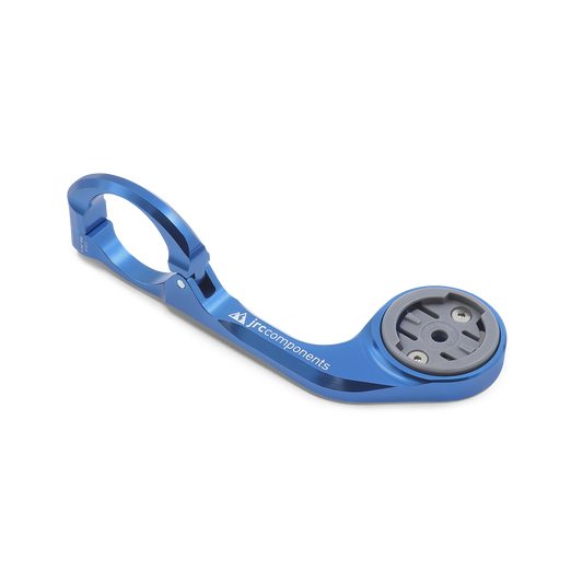 Blue, lightweight aluminium Low Profile Out Front computer mount for Wahoo