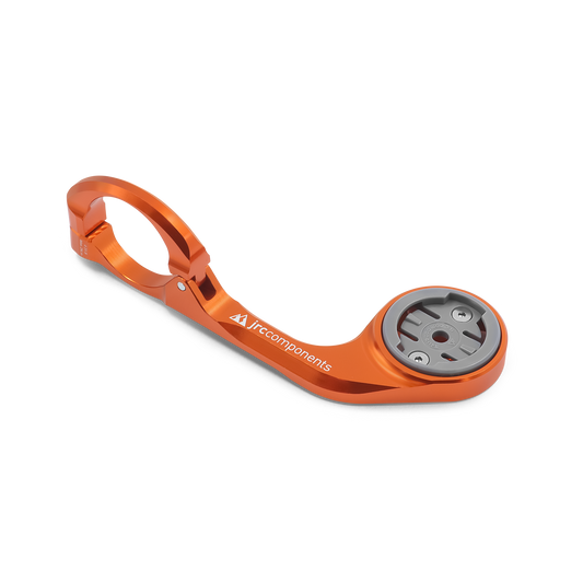 Orange, lightweight aluminium Low Profile Out Front computer mount for Wahoo