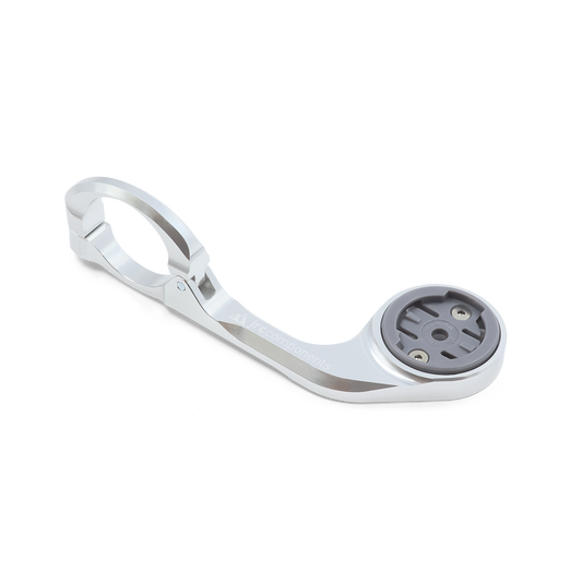 Silver, lightweight aluminium Low Profile Out Front computer mount for Wahoo