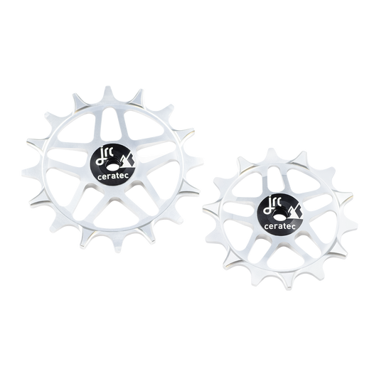 Silver, lightweight aluminium 14/16 tooth pulley wheel set for SRAM Eagle T-Type