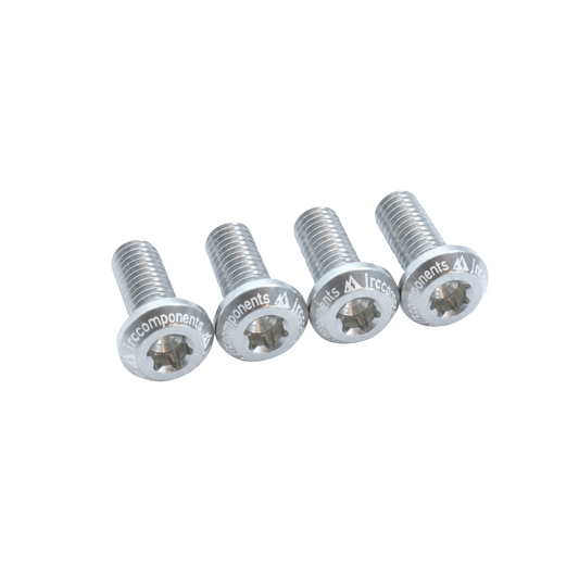 Silver, low profile aluminium bicycle bottle cage bolts, T25, set of 4