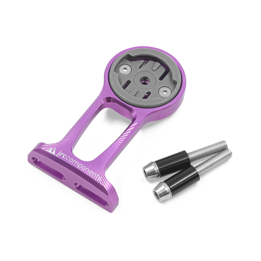 Purple, lightweight anodised aluminium Stem Out Front computer mount for Wahoo