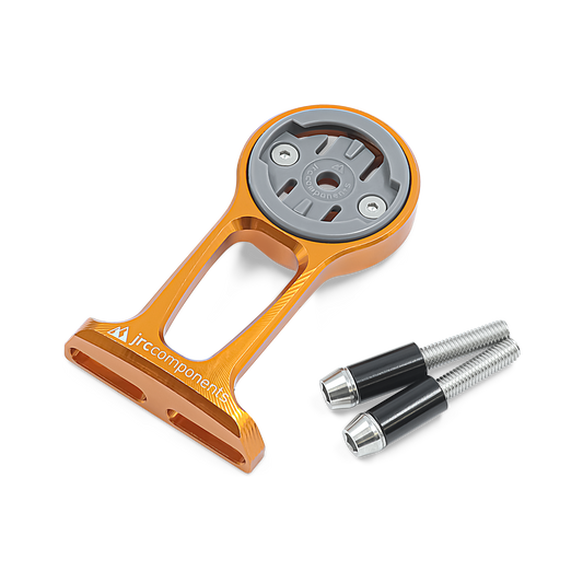Orange, lightweight anodised aluminium Stem Out Front computer mount for Wahoo